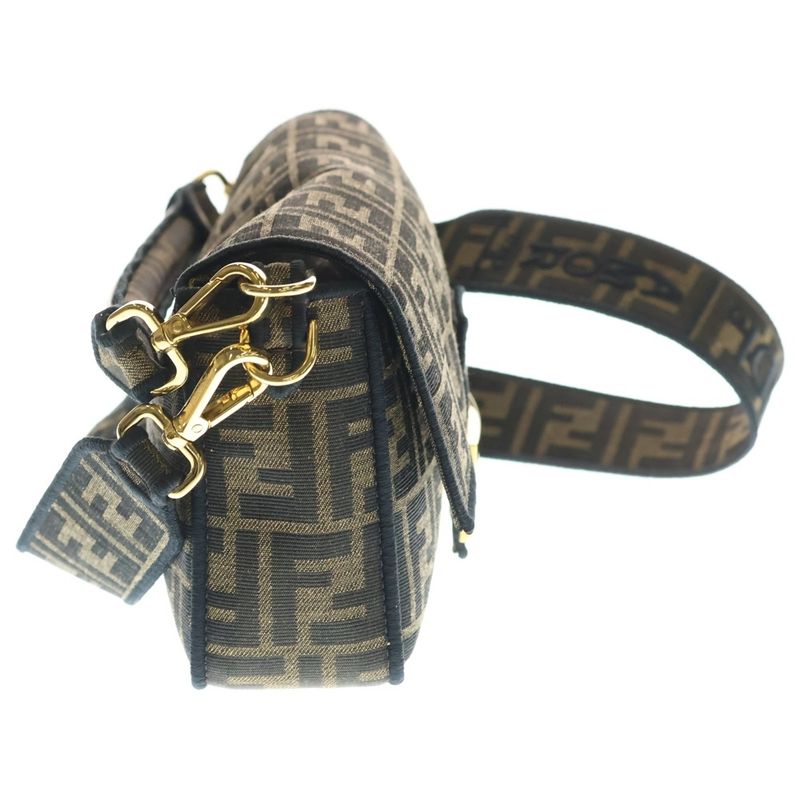 Fendi Zucca Mamba Bucket 2-Way Shoulder Bag Canvas Leather