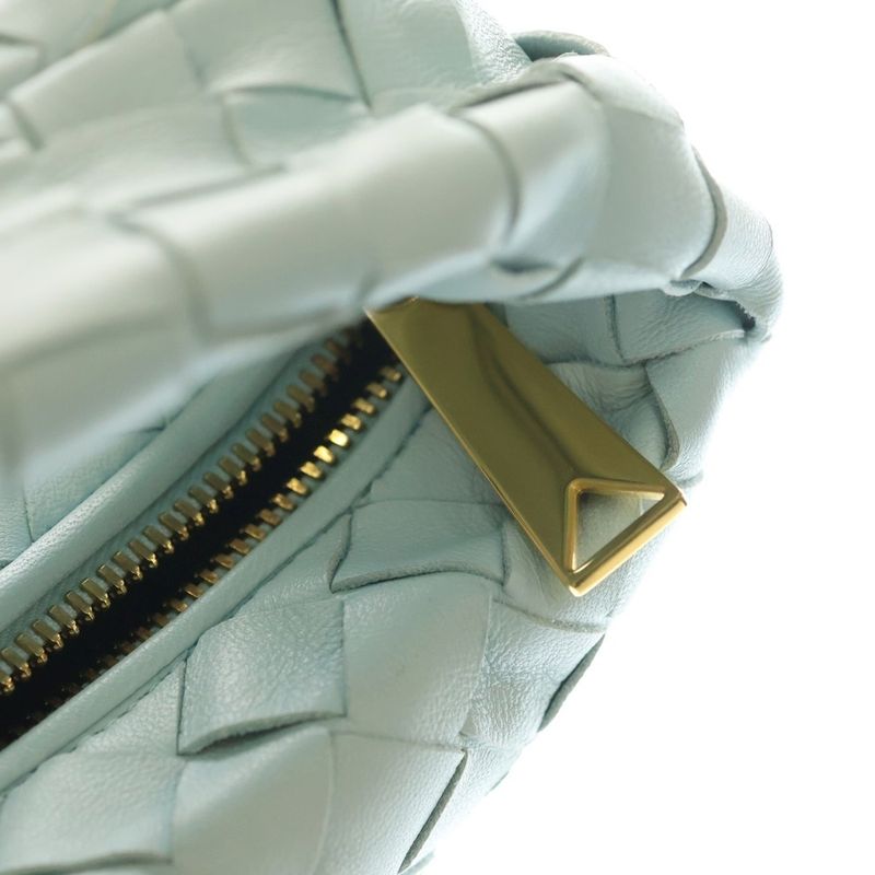 Bottega Veneta Intrecciato Mini Jodie Handbag Light Blue Leather
