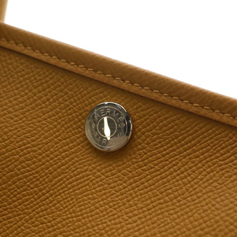 Hermes Garden Party TPM Sesame Epsom Leather Tote Silver Brown