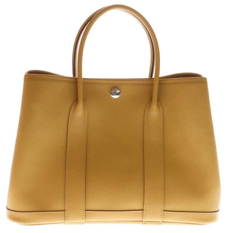 Hermes Garden Party TPM Sesame Epsom Leather Tote Silver Brown