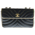 Chanel Chevron Stitch CC Logo Turnlock Leather S Flap Chain Shoulder Bag