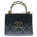 Chanel Quilted Mini Caviar Leather CC Logo Chain Clutch Shoulder Bag