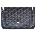 Goyard Plumet Canvas Leather Shoulder Bag Silver Navy Brown Navybrown