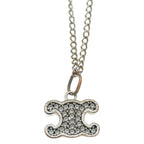 Celine Triomphe Rhinestone Necklace Silver