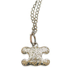 Celine Triomphe Rhinestone Necklace Silver