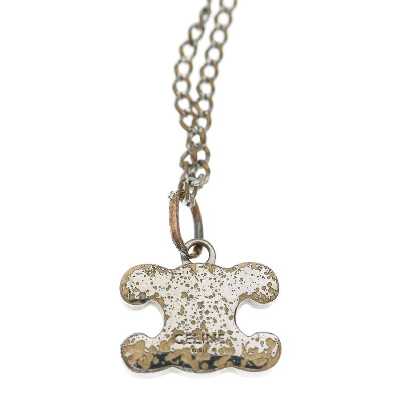 Celine Triomphe Rhinestone Necklace Silver