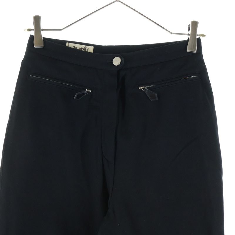 Hermes French Cotton Zip Fly Straight Pants Black