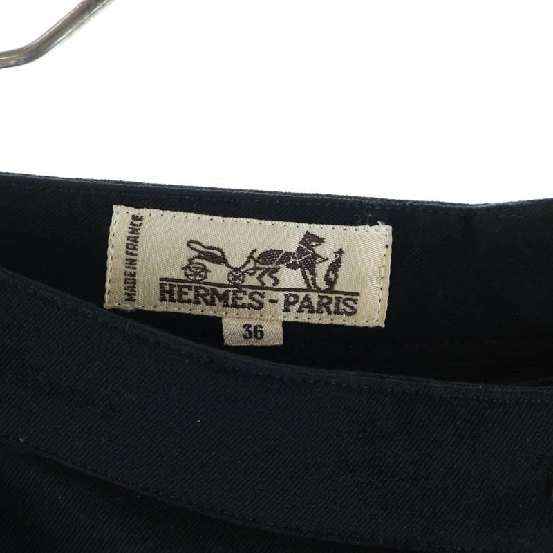 Hermes French Cotton Zip Fly Straight Pants Black