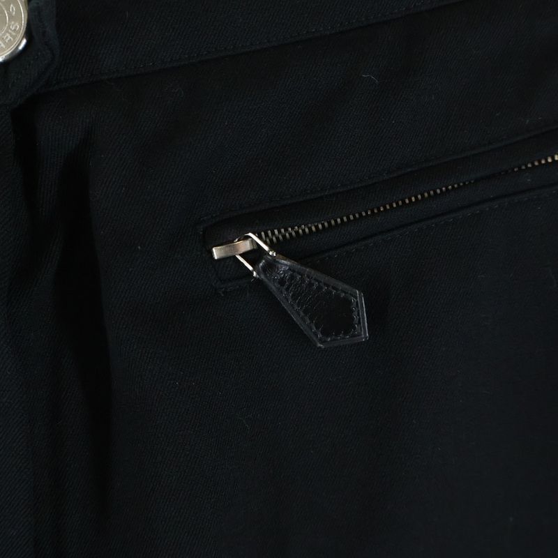 Hermes French Cotton Zip Fly Straight Pants Black