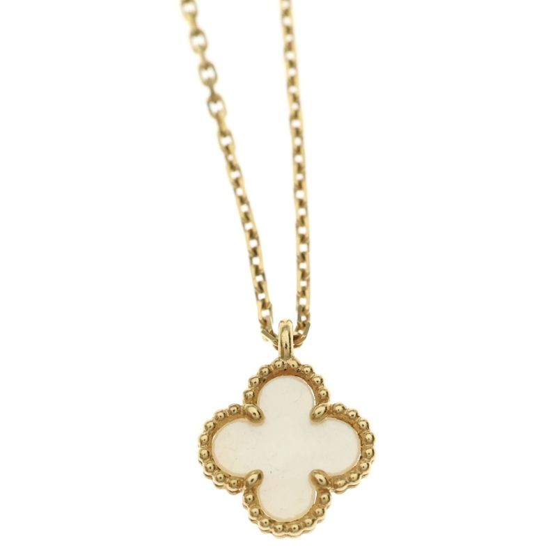 Van Cleef & Arpels Sweet Alhambra Mother of Pearl Necklace 18K YG Pendant