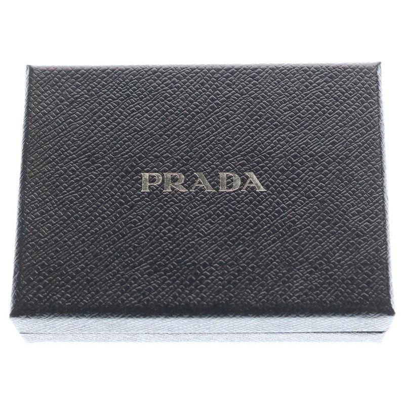 Prada Saffiano Triangle Logo Bag Charm Key Case Black Leather