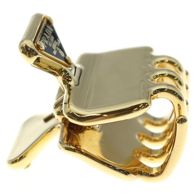 Prada Triangle Logo Hair Clip Gold