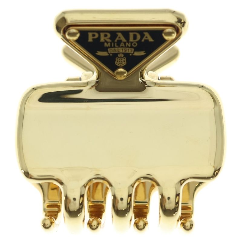 Prada Triangle Logo Hair Clip Gold