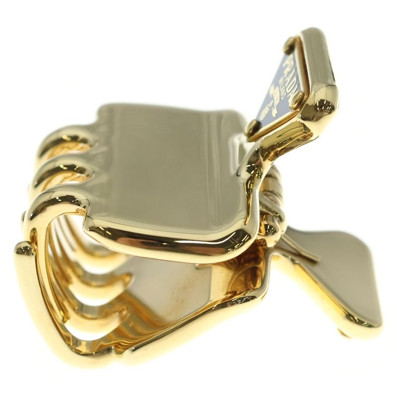 Prada Triangle Logo Hair Clip Gold