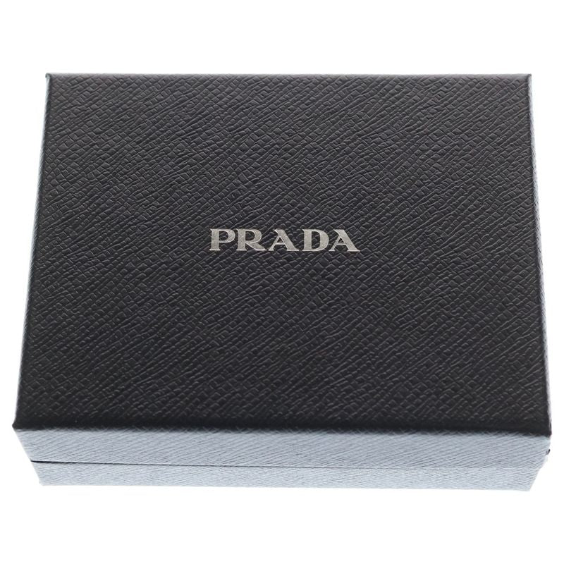 Prada Triangle Logo Saffiano Leather L-shaped Zipper Compact Wallet Coin Case