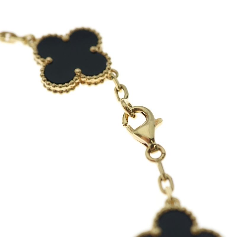 Van Cleef & Arpels Vintage Alhambra Onyx Motif Bracelet 18K YG Yellow
