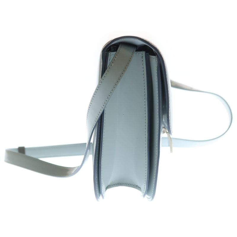 Celine Classic Box Silver Leather Shoulder Bag Light Blue
