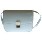 Celine Classic Box Silver Leather Shoulder Bag Light Blue