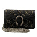 Gucci Shoulder Bag Duonissos GG Denim Black Chain Leather