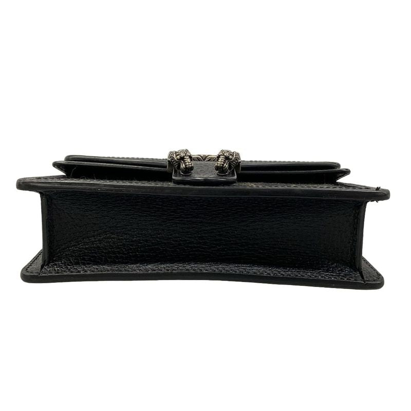 Gucci Shoulder Bag Duonissos GG Denim Black Chain Leather