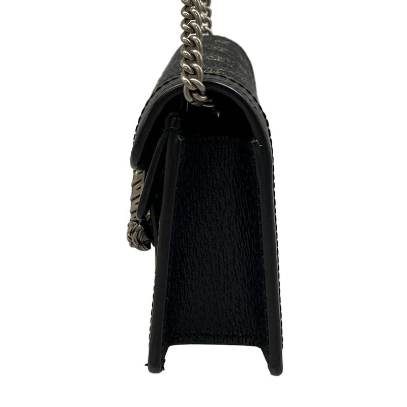 Gucci Shoulder Bag Duonissos GG Denim Black Chain Leather