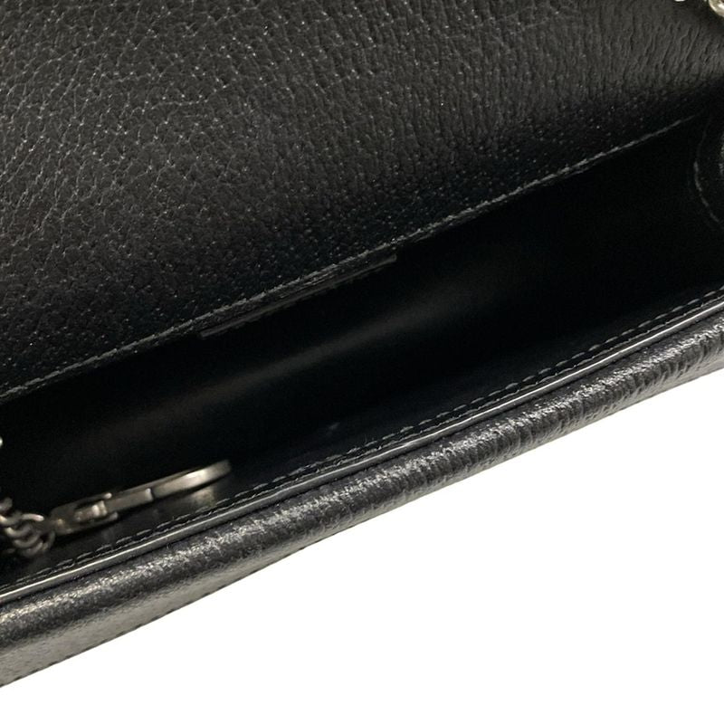 Gucci Shoulder Bag Duonissos GG Denim Black Chain Leather