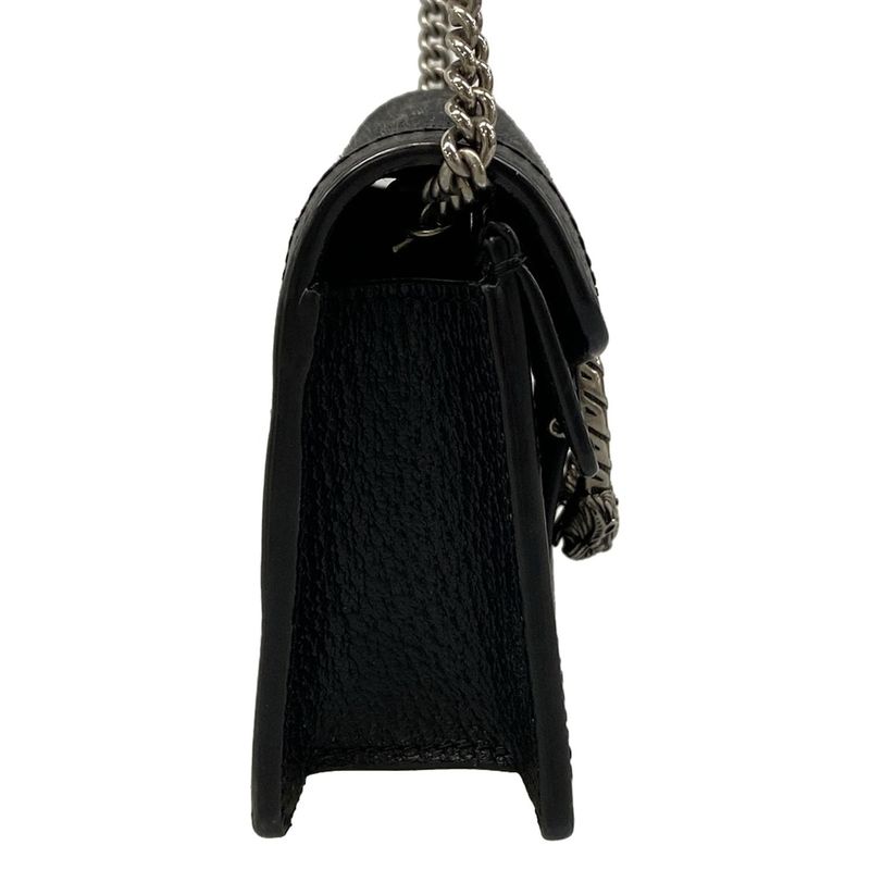 Gucci Shoulder Bag Duonissos GG Denim Black Chain Leather