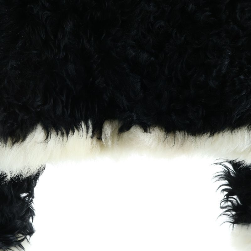Chanel CC Logo Button Fur Jacket Shearling Black White