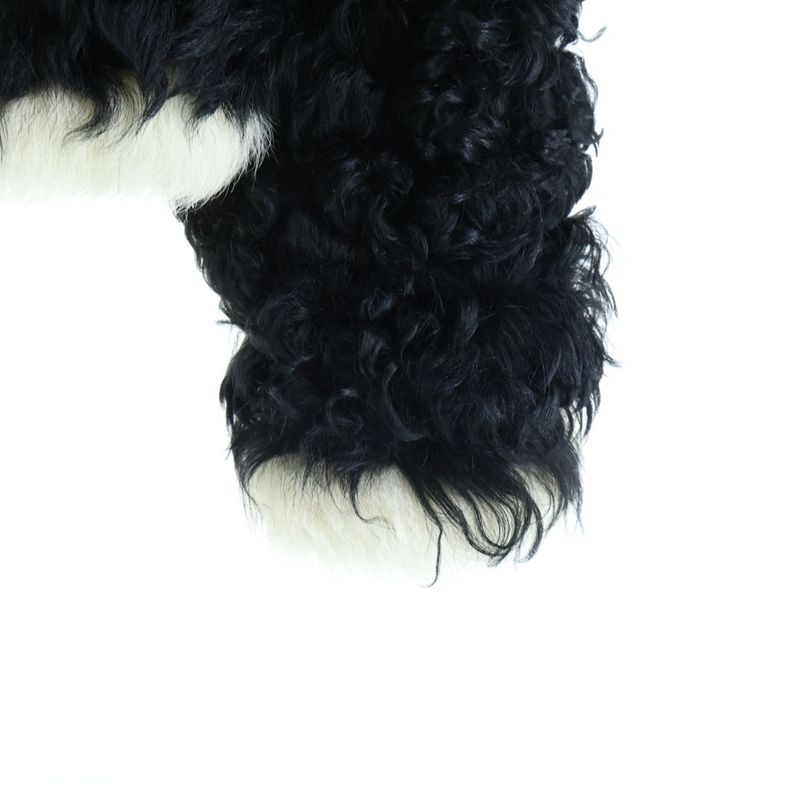 Chanel CC Logo Button Fur Jacket Shearling Black White