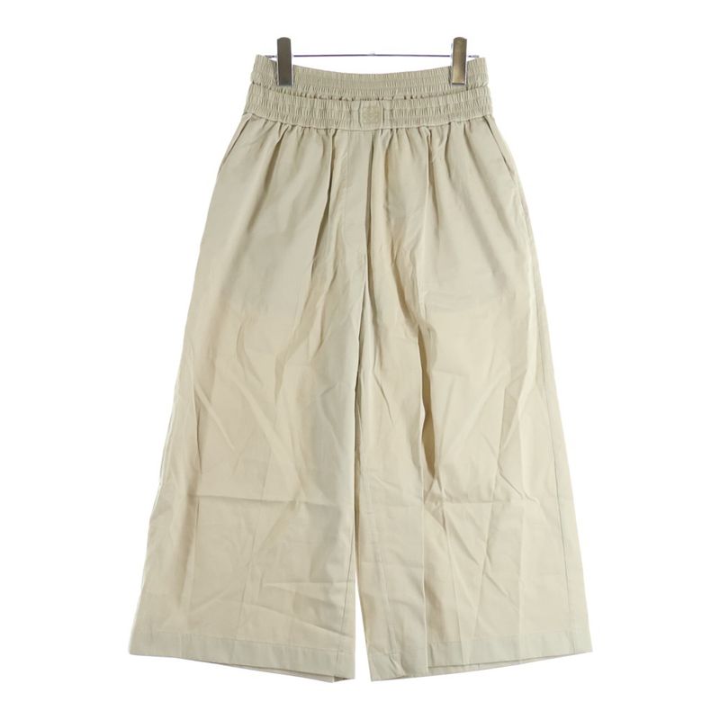 Loewe Anagram Embroidery Double Waist Trousers Wide Pants Beige