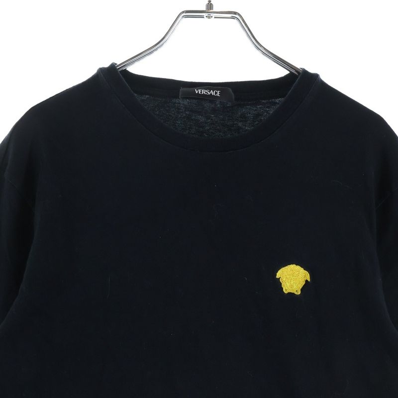 Versace Medusa Logo Embroidery Short Sleeve T-Shirt Black