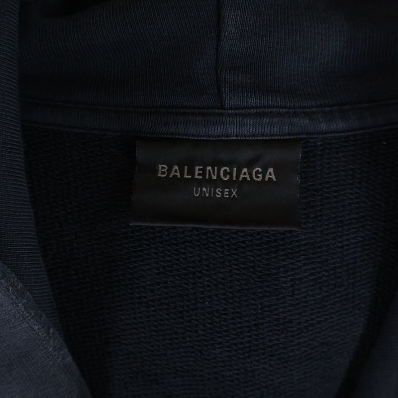 Balenciaga Tape Type Ripped Pocket Hoodie Tee Pullover Black Sweater