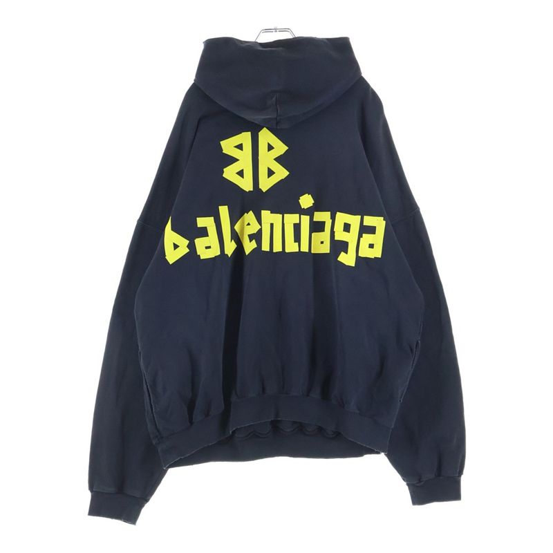 Balenciaga Tape Type Ripped Pocket Hoodie Tee Pullover Black Sweater