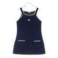Celine Triomphe Crochet Sleeve Mini Dress Navy