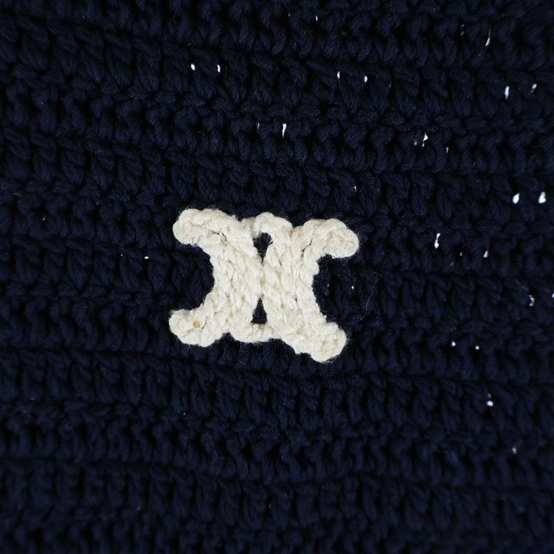 Celine Triomphe Crochet Sleeve Mini Dress Navy