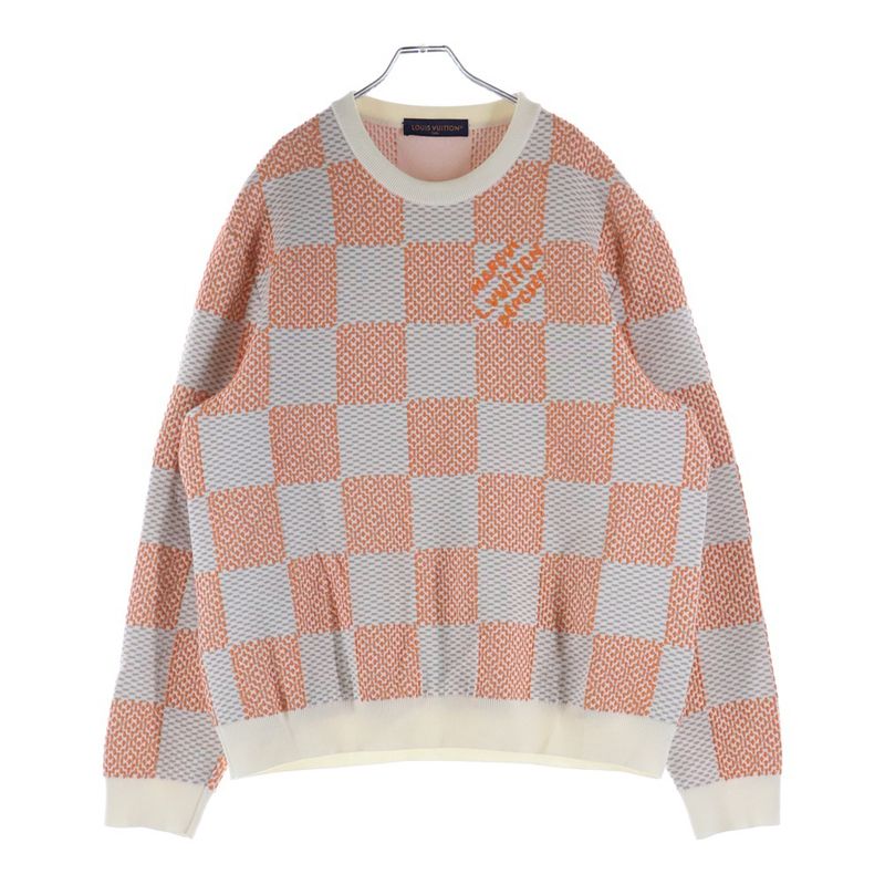 Louis Vuitton Damier Cotton Sweatshirt Trainer Orange White Sneaker