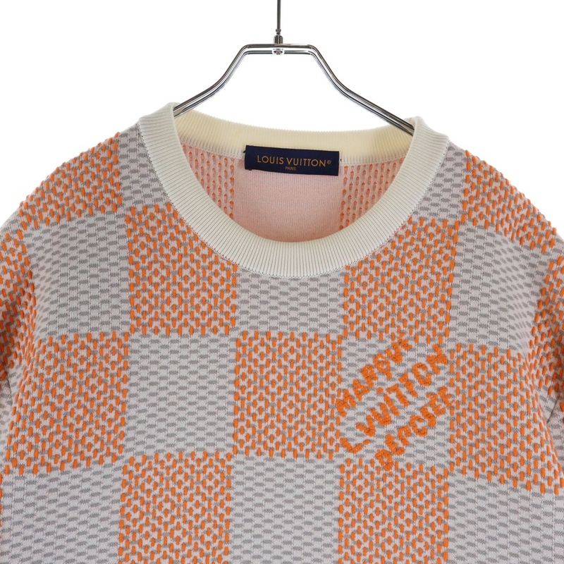Louis Vuitton Damier Cotton Sweatshirt Trainer Orange White Sneaker