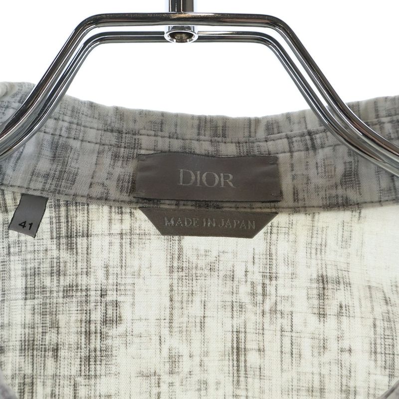 Dior Oblique Chi Processing White Long Sleeve Shirt Gray