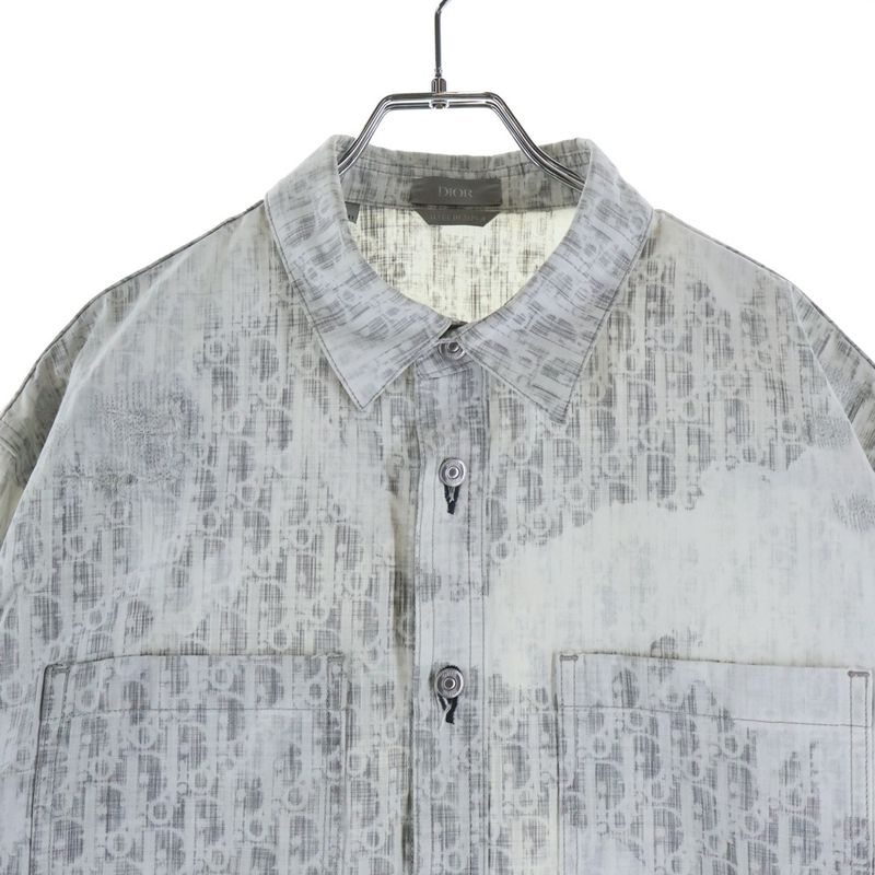 Dior Oblique Chi Processing White Long Sleeve Shirt Gray