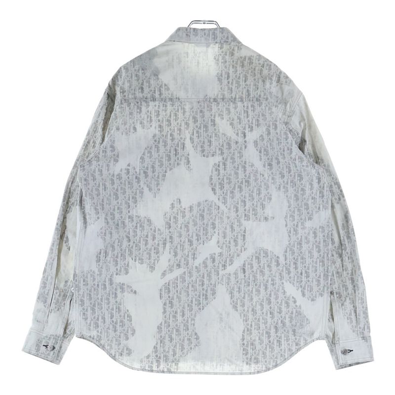 Dior Oblique Chi Processing White Long Sleeve Shirt Gray
