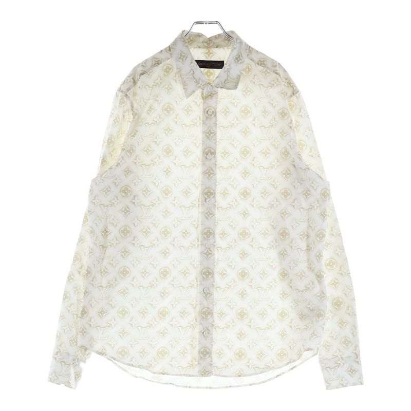 Louis Vuitton Monogram Sand Long Sleeve Shirt White Beige