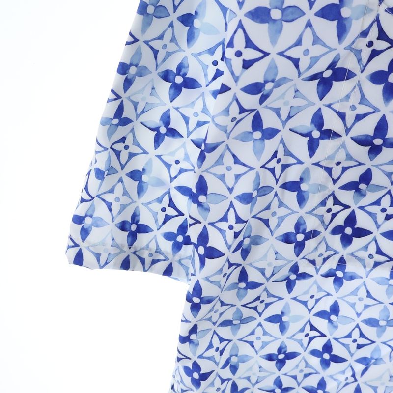 Louis Vuitton Aquarelle Monogram Nylon Zip Up Hoodie White Blue