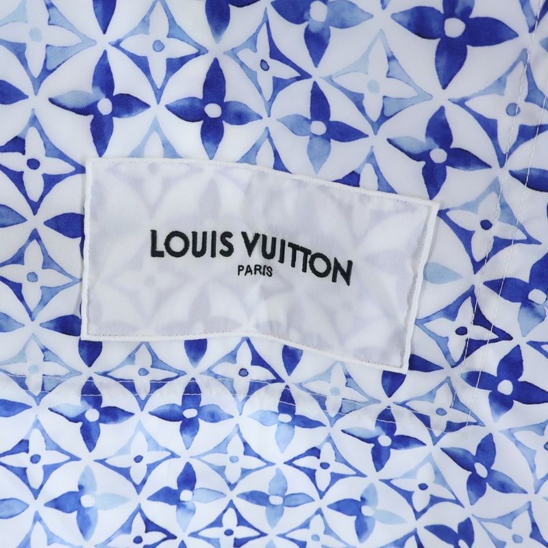 Louis Vuitton Aquarelle Monogram Nylon Zip Up Hoodie White Blue
