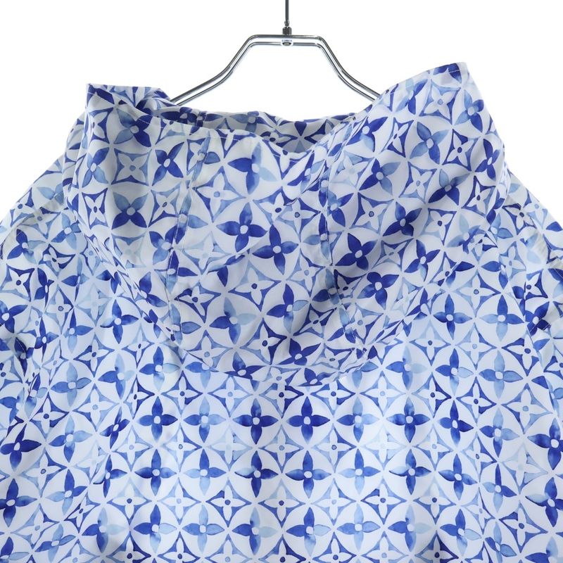 Louis Vuitton Aquarelle Monogram Nylon Zip Up Hoodie White Blue