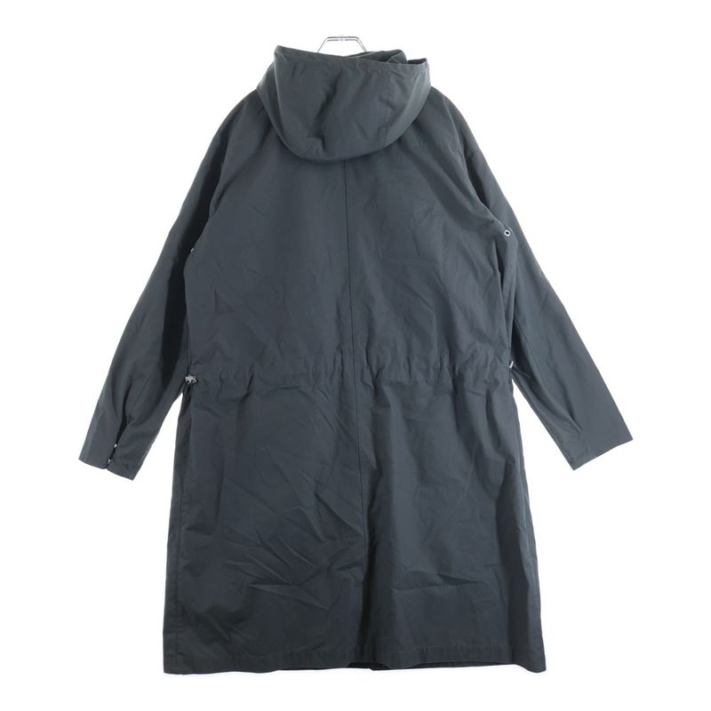Hermes Multi Pocket Hooded Zip Up Long Jacket Coat Gray