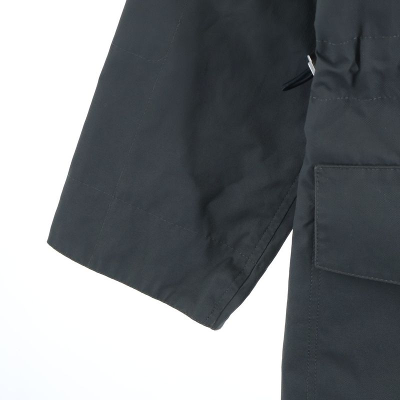 Hermes Multi Pocket Hooded Zip Up Long Jacket Coat Gray