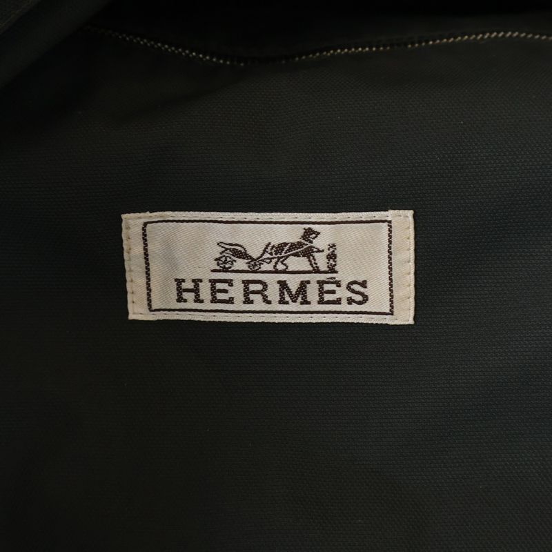 Hermes Multi Pocket Hooded Zip Up Long Jacket Coat Gray