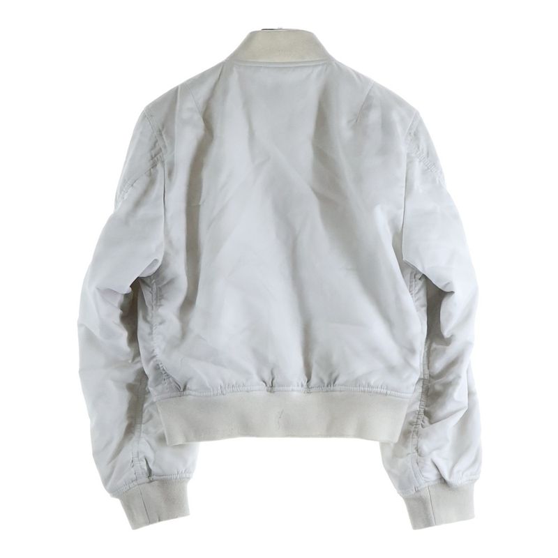 Balenciaga Distressed Snap Button Nylon Bomber Jacket White
