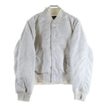 Balenciaga Distressed Snap Button Nylon Bomber Jacket White