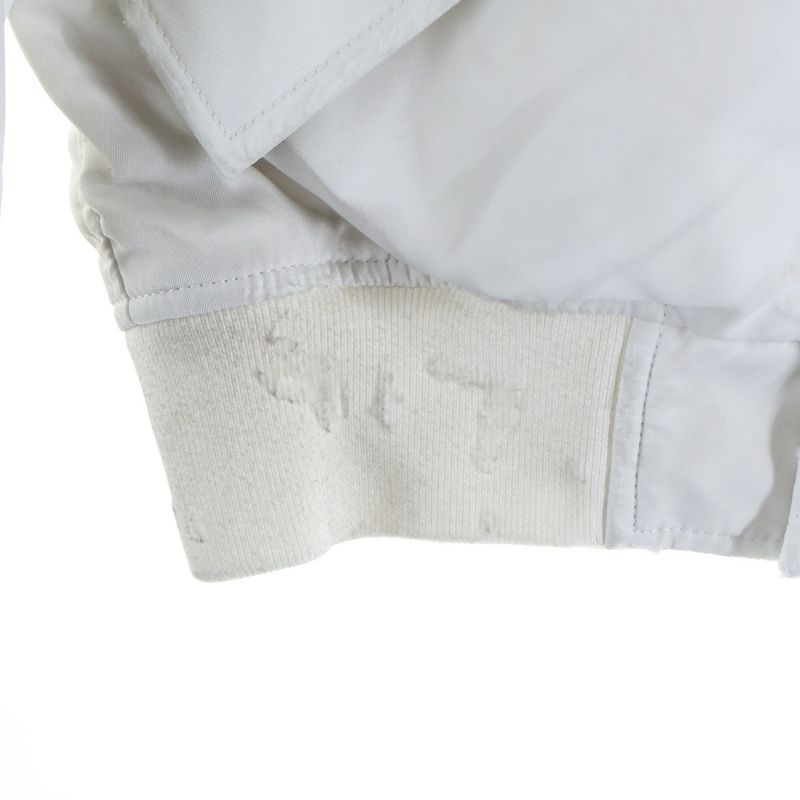Balenciaga Distressed Snap Button Nylon Bomber Jacket White